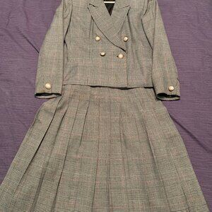 Vintage Sweetbriar Plaid Long Sleeve Jacket & Skirt 2 pcs